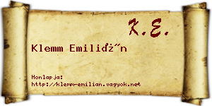 Klemm Emilián névjegykártya